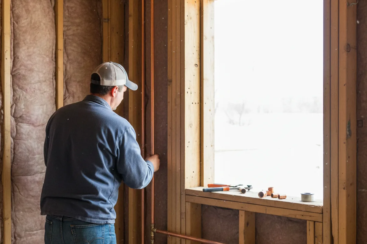 Licensed plumber running new copper supply lines in a Macksburg home