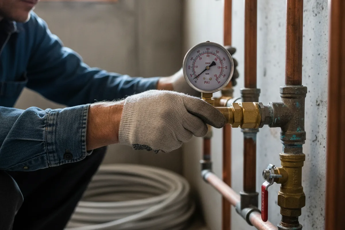 Pressure testing a repaired line during Water Line Repair in Macksburg